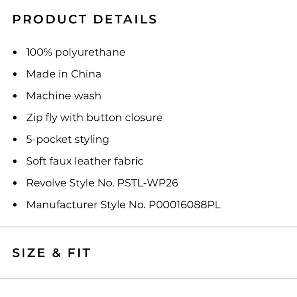 Pistola Black Cropped Vegan Leather Pants - Picture 9 of 10